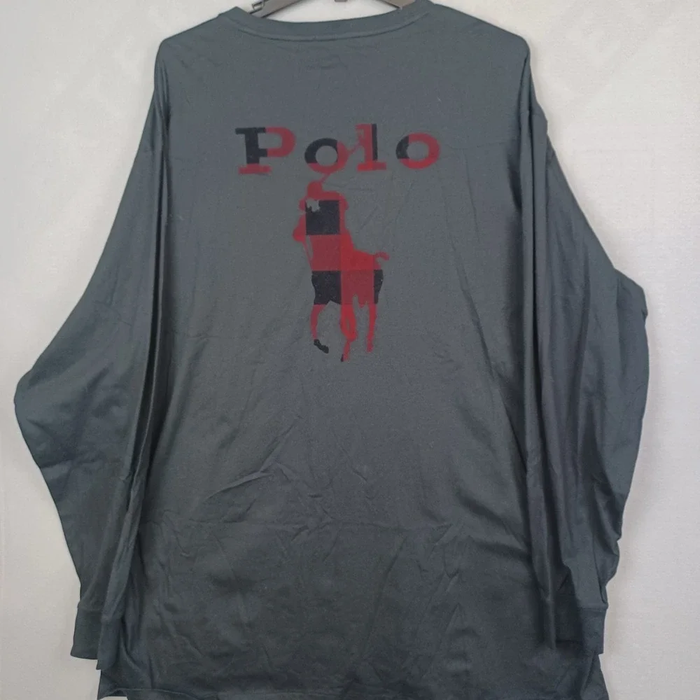 Polo Ralph Lauren Men's 4XLT Big Tall Long Sleeve Shirt Black Graphic Tee NWOT
